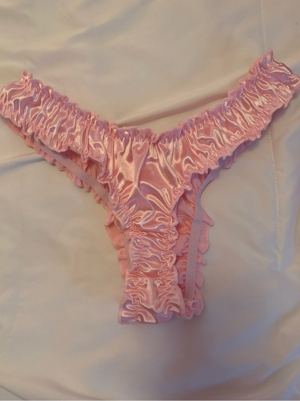 NWOT Pink Satin Lace Underwire Push Up Bra With Matching Thong Set - Picture 7 of 13